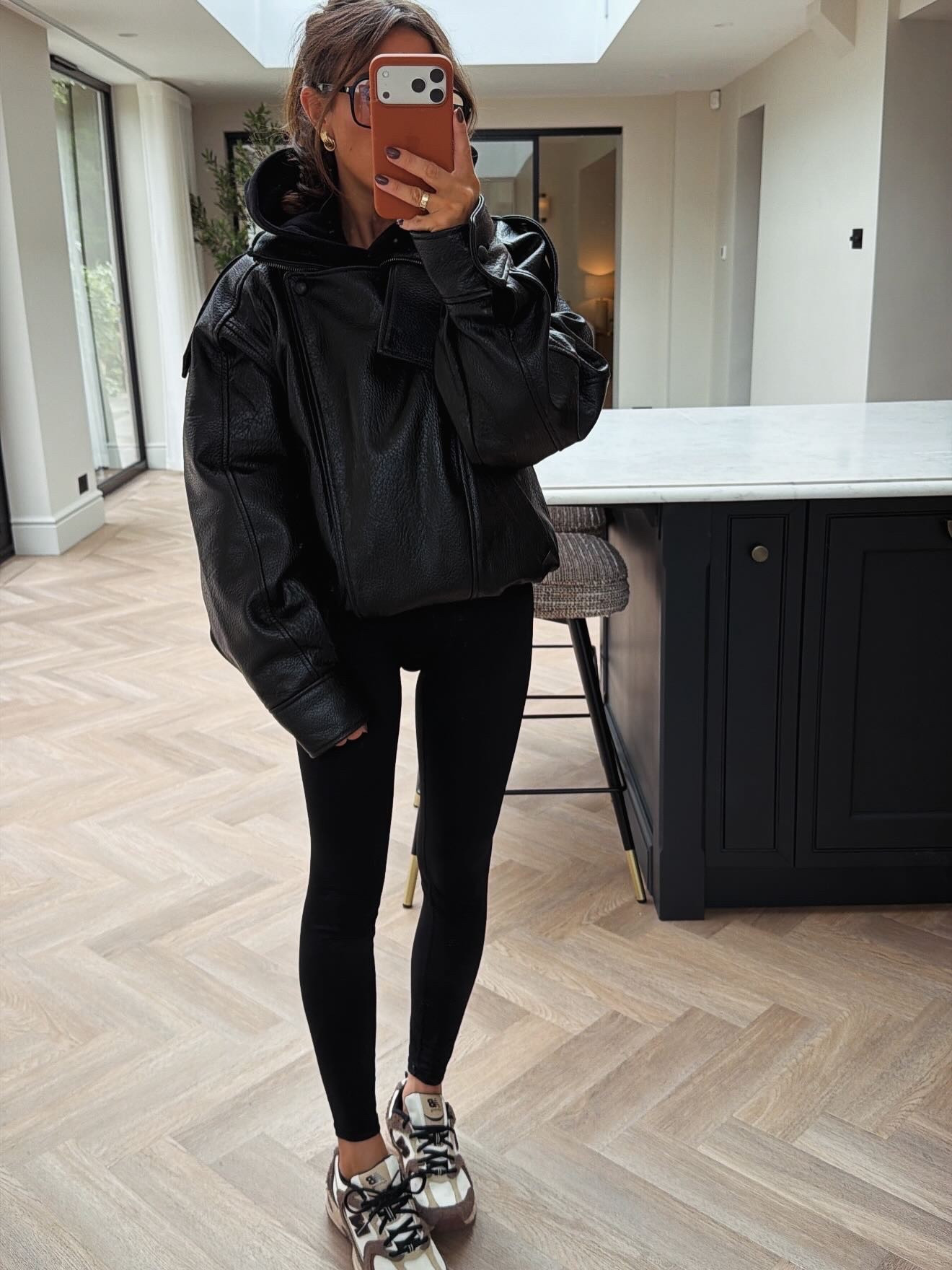 School run, black leggings, new balance trainers, everyday look, faux leather jacket, black leather jacket, hoodie, simple looks

#LTKeurope #LTKautumn