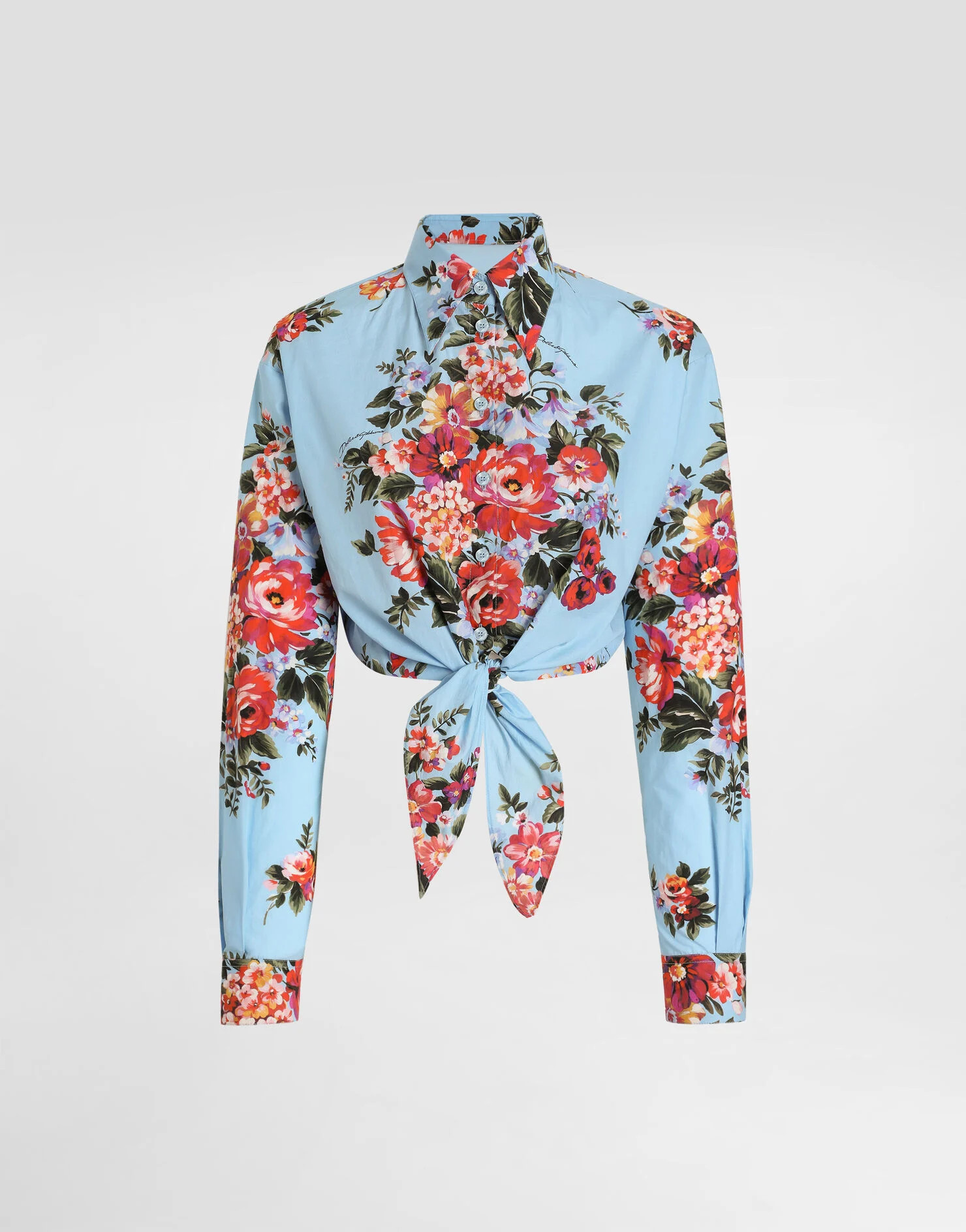 Flower bouquet-print cotton shirt | Dolce & Gabbana US