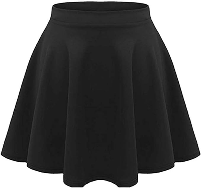 Loxdonz Girls Kids Casual Mini Stretch Waist Flared Plain Pleated Skater Skirt | Amazon (US)