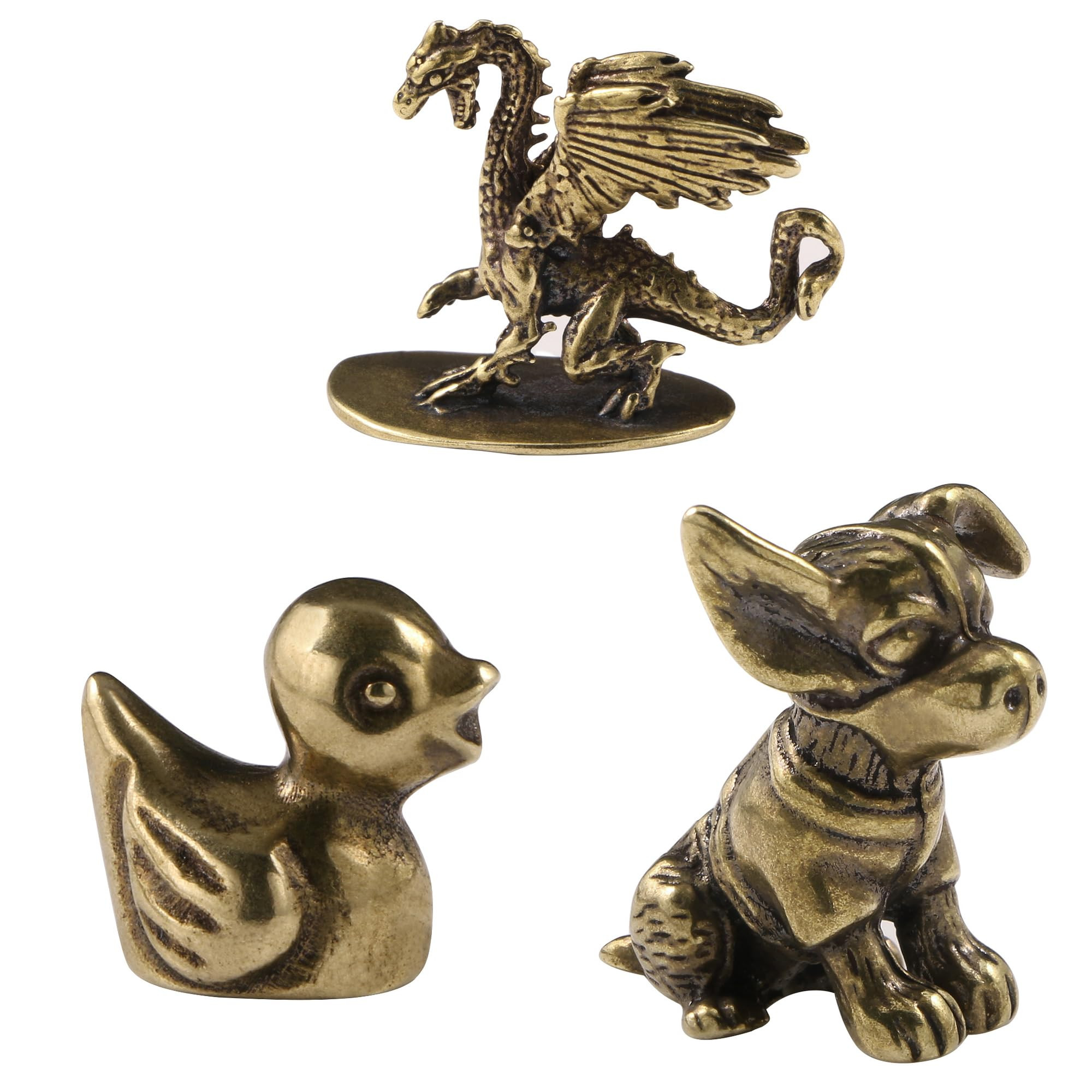 3PCS Vintage Magnetic Hinge Head Toppers, 2024 New Bronzed Brass Decor Dragon Dog Duck Figurines ... | Amazon (US)
