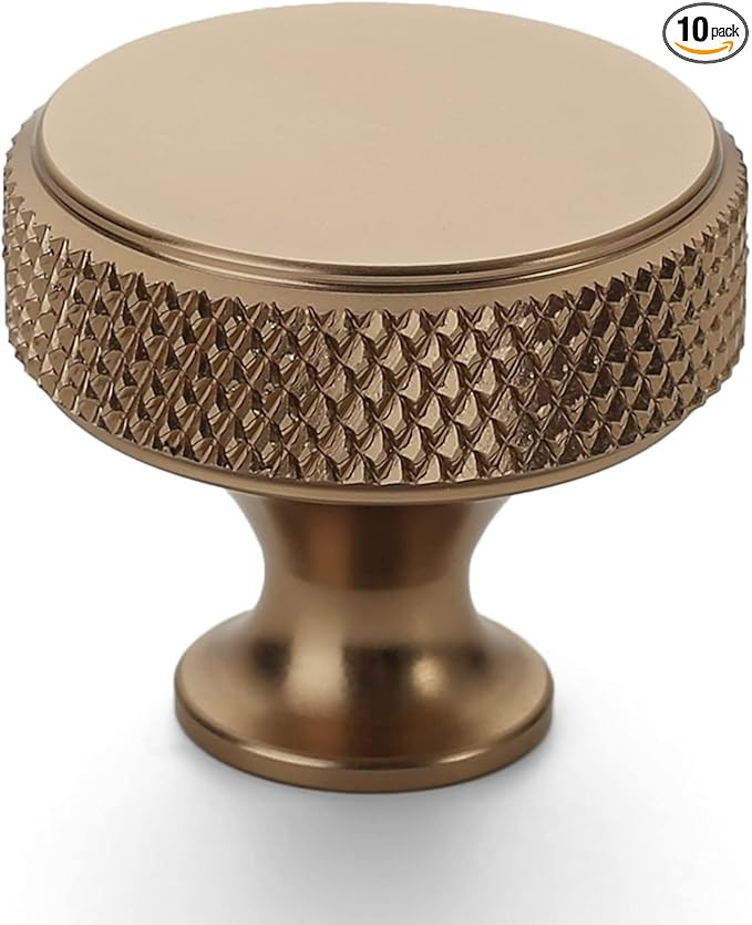 Amerdeco 10 Pack Champagne Bronze Knurled Cabinet Knobs Kitchen Cabinet Handles for Drawer Dresse... | Amazon (US)