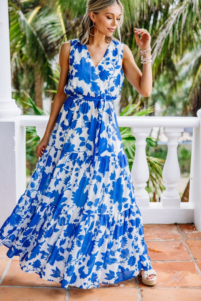 Give Your All Royal Blue Floral Maxi Dress | The Mint Julep Boutique