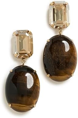 Jennifer Behr Women's Xiomara Earrings, Tigers Eye, Brown, Gold, One Size | Amazon (US)