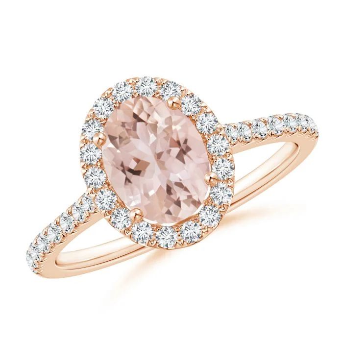 Oval Morganite Halo Ring with Diamond Accents | Angara