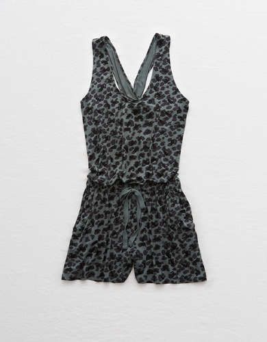 Aerie Knit Leopard Twist Back Romper | American Eagle Outfitters (US & CA)