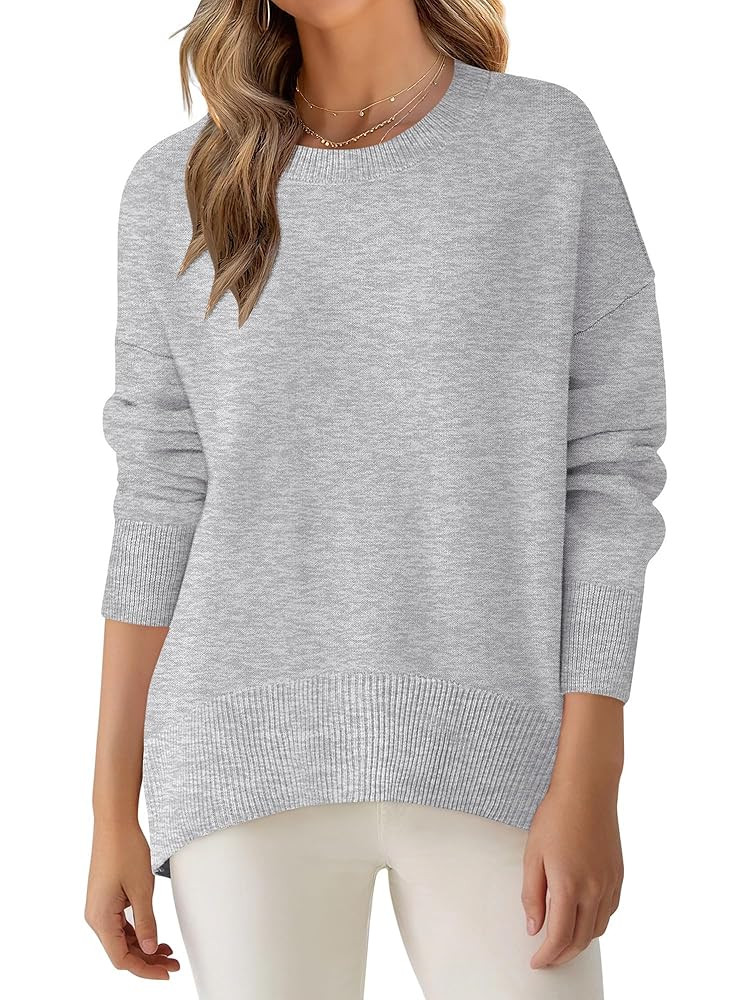 ANRABESS Sweaters for Women 2025 Fall Long Sleeve Casual Loose Fit Knitted High Low Hem Basic Pul... | Amazon (US)