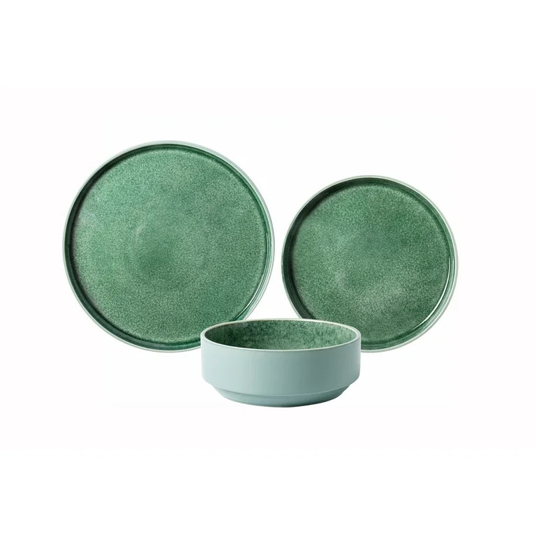 Better Homes & Gardens-Parker Green Stoneware 12-Piece Dinnerware Set | Walmart (US)