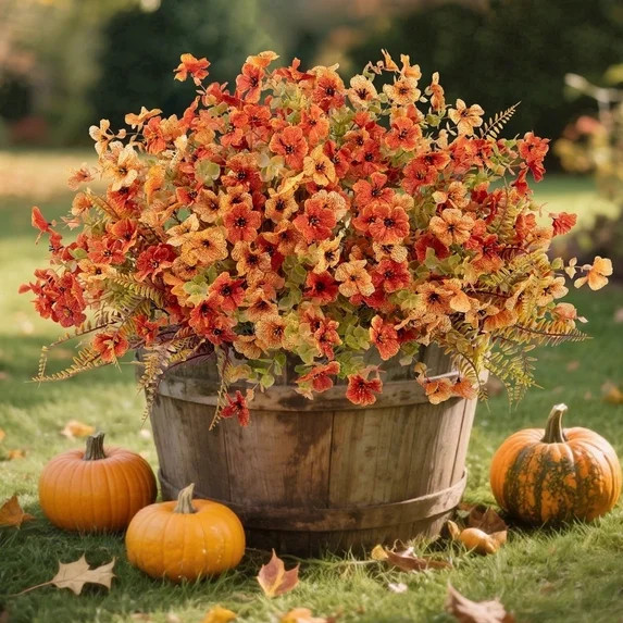 Scidweet Artificial Fall Flowers for Outdoors, 18 Bundles Autumn Faux Fake Flowers Plants Fall De... | Walmart (US)