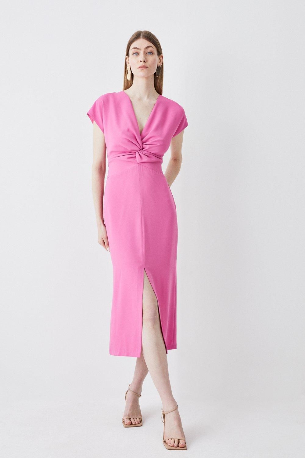 Soft Tailored Waist Detail Midi Dress | Karen Millen UK + IE + DE + NL