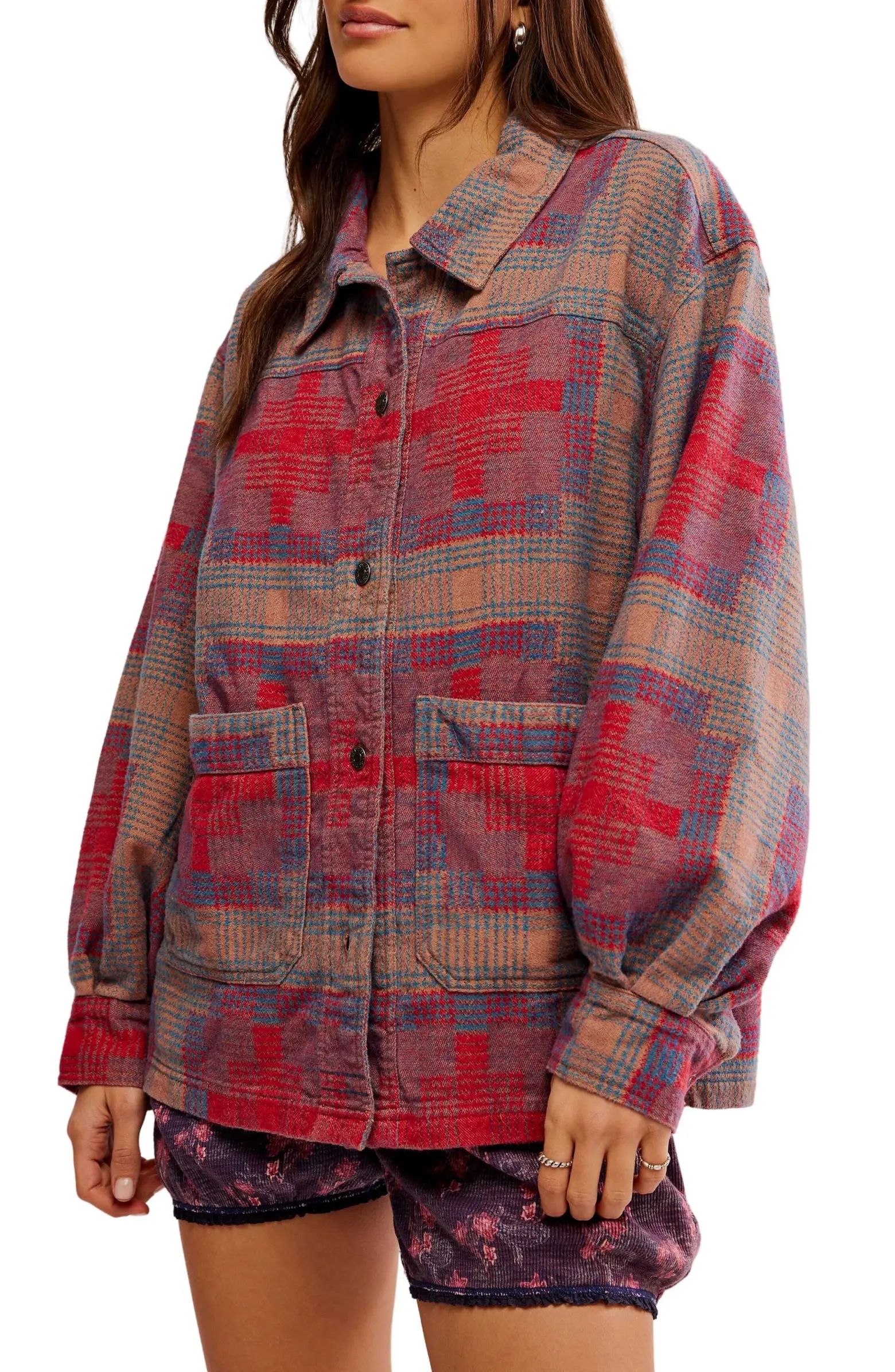 Free People Keep It Cozy Plaid Cotton Flannel Overshirt | Nordstrom | Nordstrom