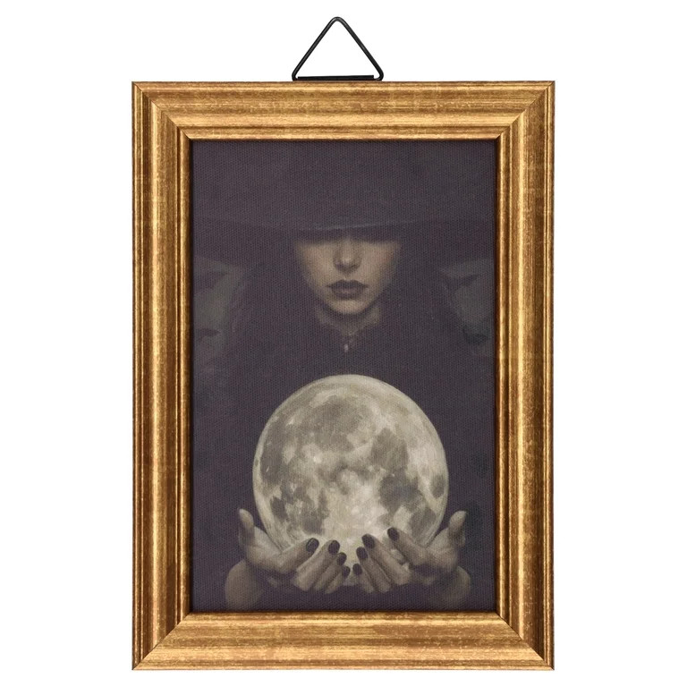 Witch Holding the Moon Framed Wall Art, Multicolor, 5" x 7", Halloween by Way To Celebrate | Walmart (US)