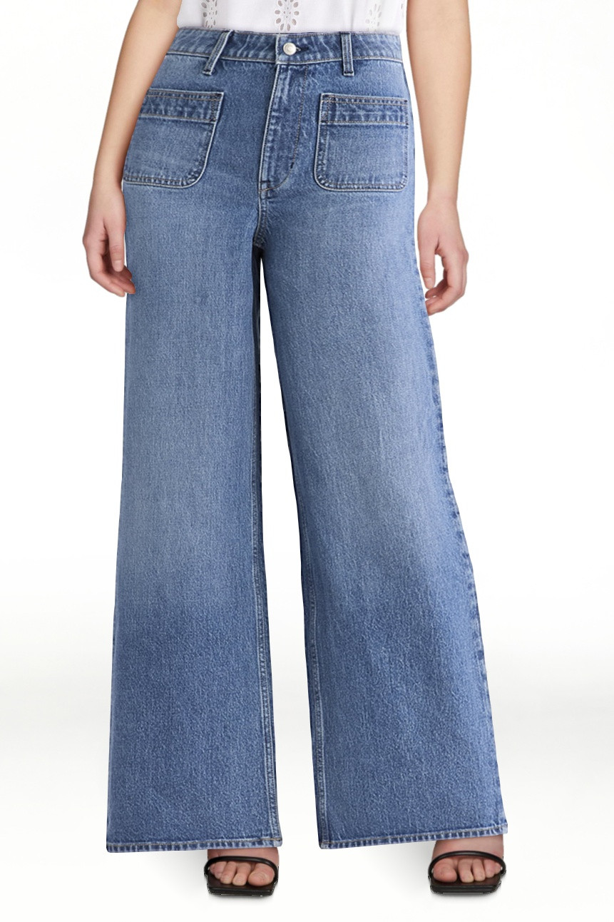 Free Assembly Women's and Women's Plus Wide Leg Jeans with Patch Pockets, 30", 32", and 34" Insea... | Walmart (US)
