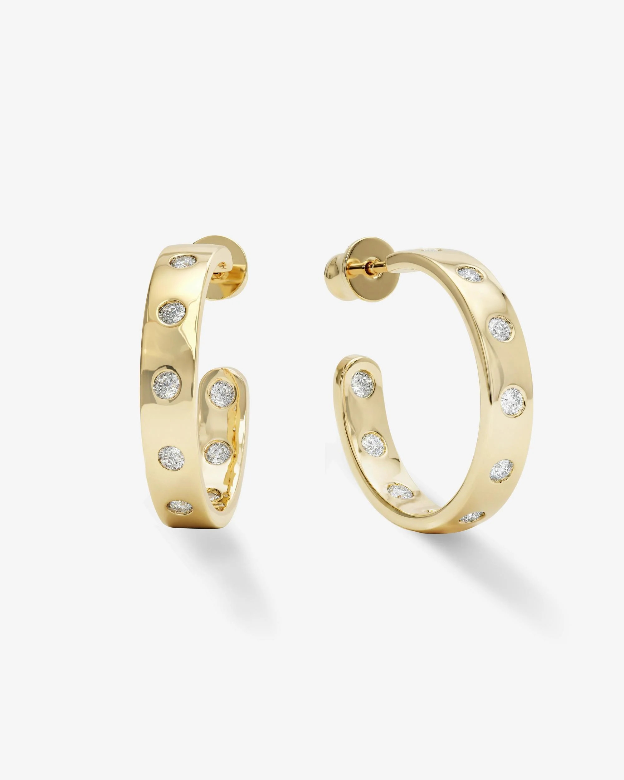 Ashley Rodeo Hoops 1" - Gold|White Diamondettes | Melinda Maria Jewelry