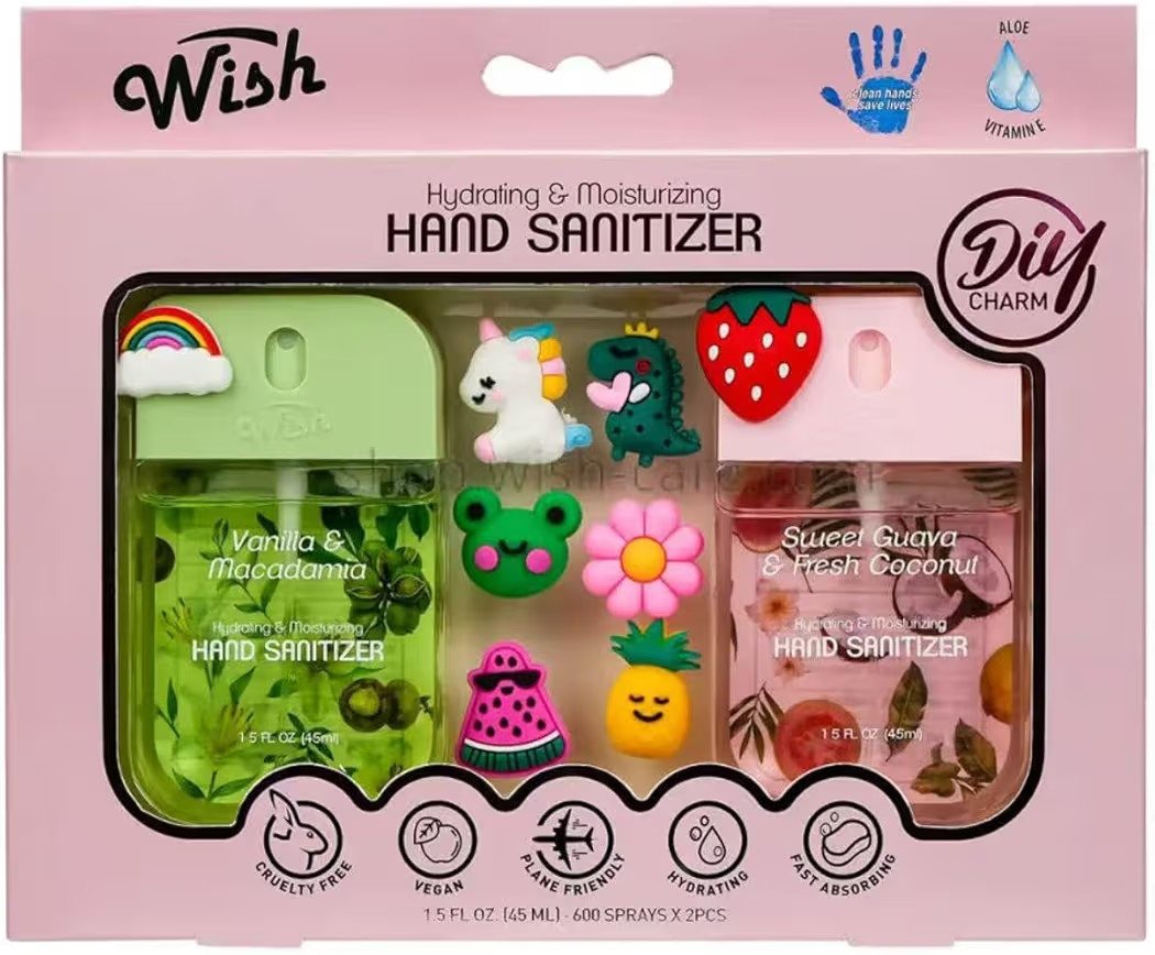 Wish Diy Charm Hand Sanitizer Spary Travel Size Spray 2-Pack Gift Box 1.5 FL OZ (45ML) Each, Drag... | Amazon (US)