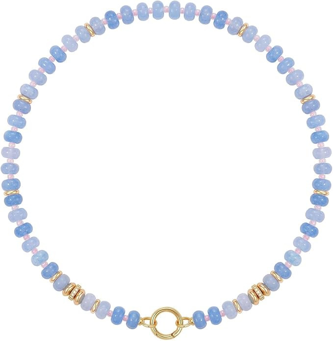 KissYan Beaded Necklaces for Women, Natural Stone Choker | Amazon (US)