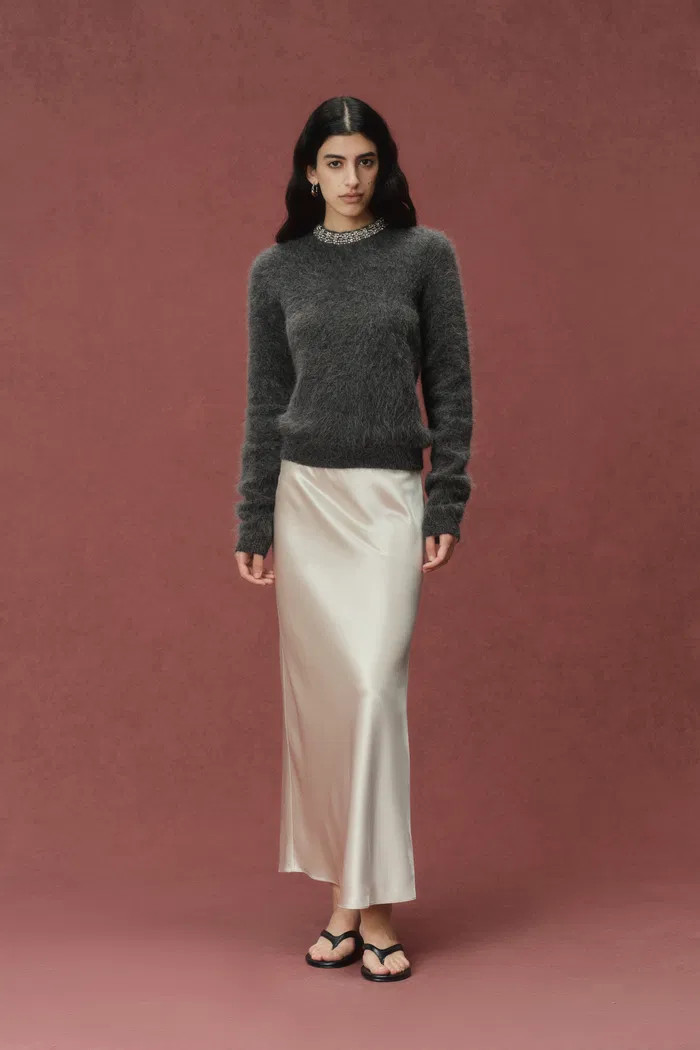 Violet Crystal Embellishment Collar Sweater in Alpaca Blend | Fabrique