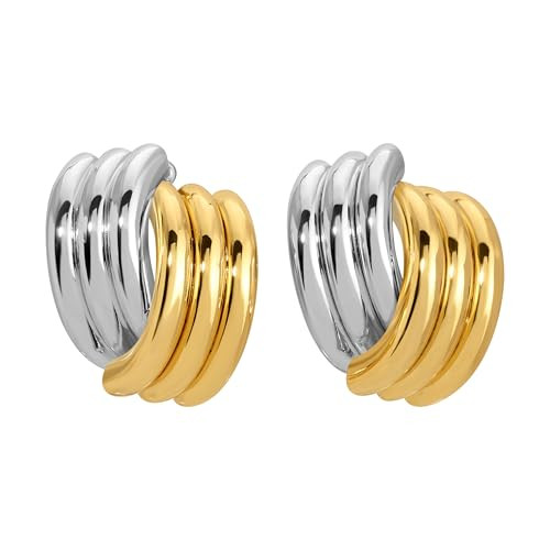 Heaven Mayhem Clove Mixed Metal Earrings, Gold & Silver PVD Plated Studs | Amazon (US)