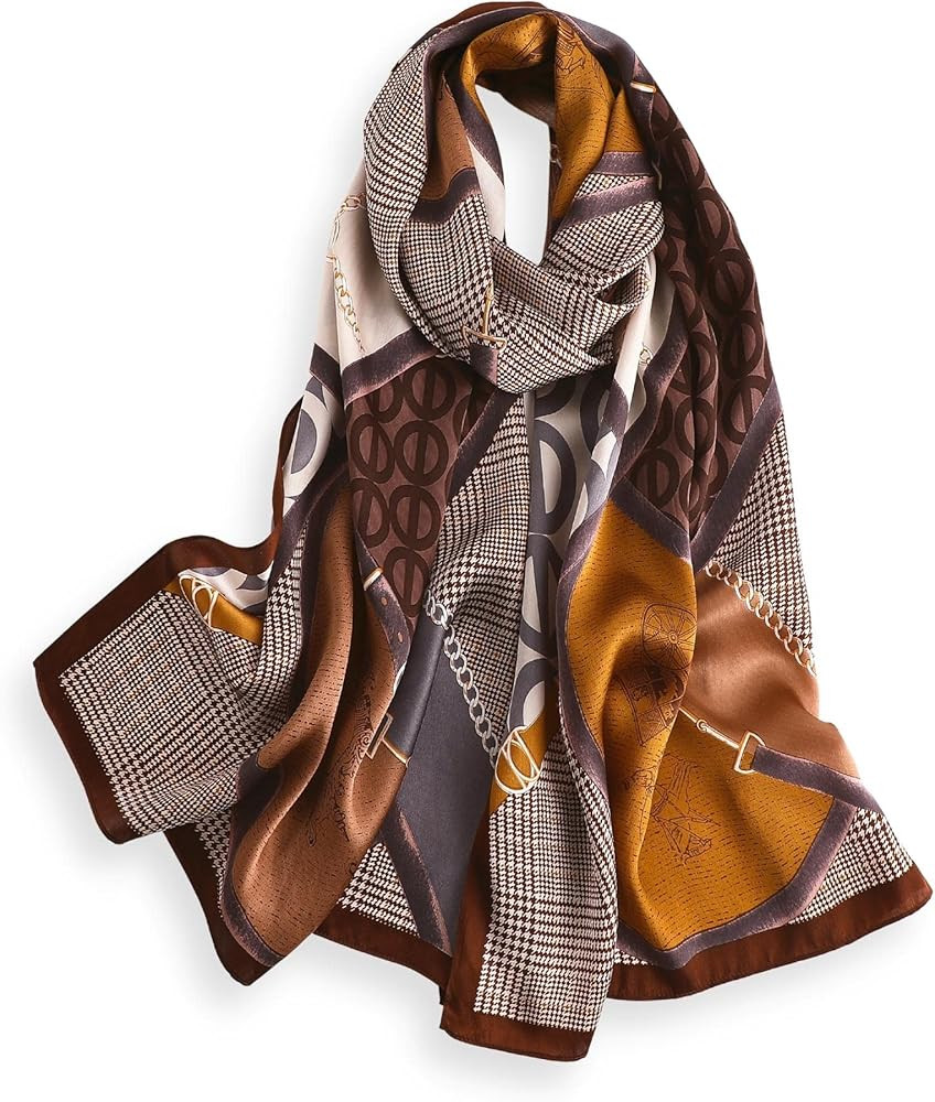 PoeticEHome 100% Mulberry Silk Long Scarf Wrap - Women's Large Oblong Sunscreen Shawl with Gift P... | Amazon (US)