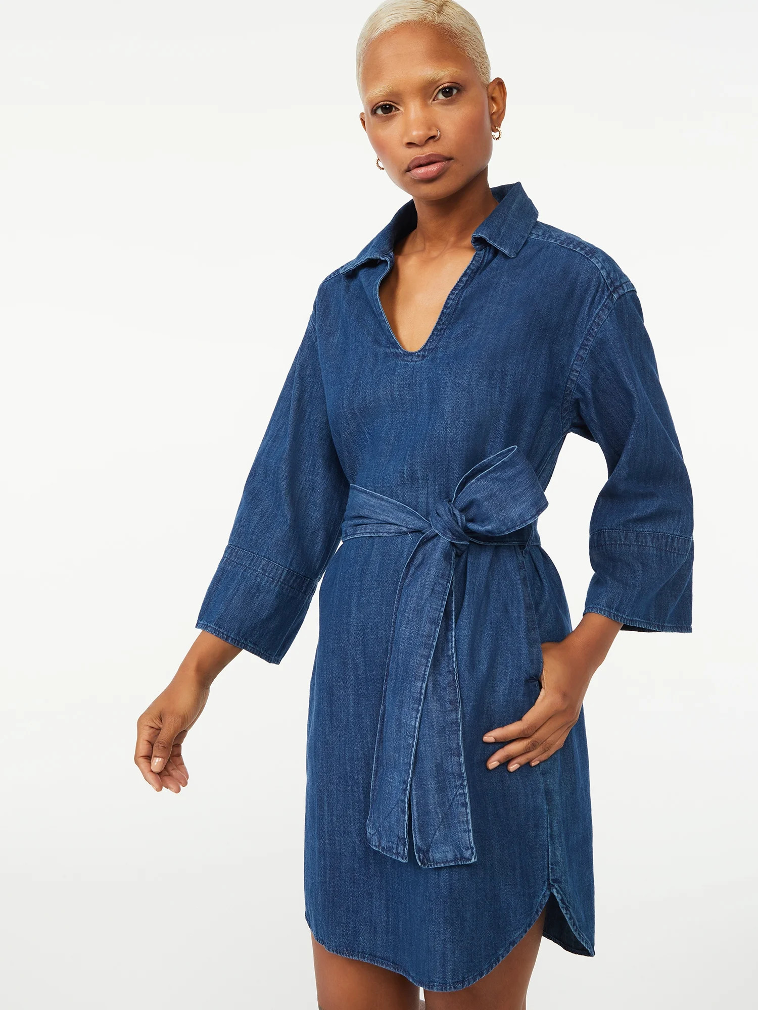Free Assembly Women's Shift Dress with Square Sleeves | Walmart (US)
