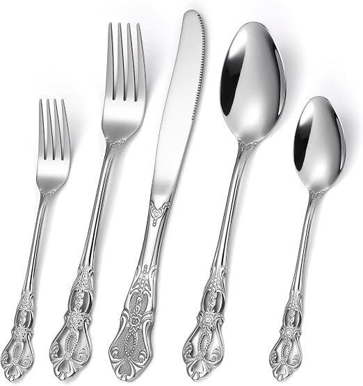 Gorgeous Retro Royal Silverware Set For 4,OIULO Stainless Steel 20-Piece Fine Vintage Flatware Se... | Amazon (US)