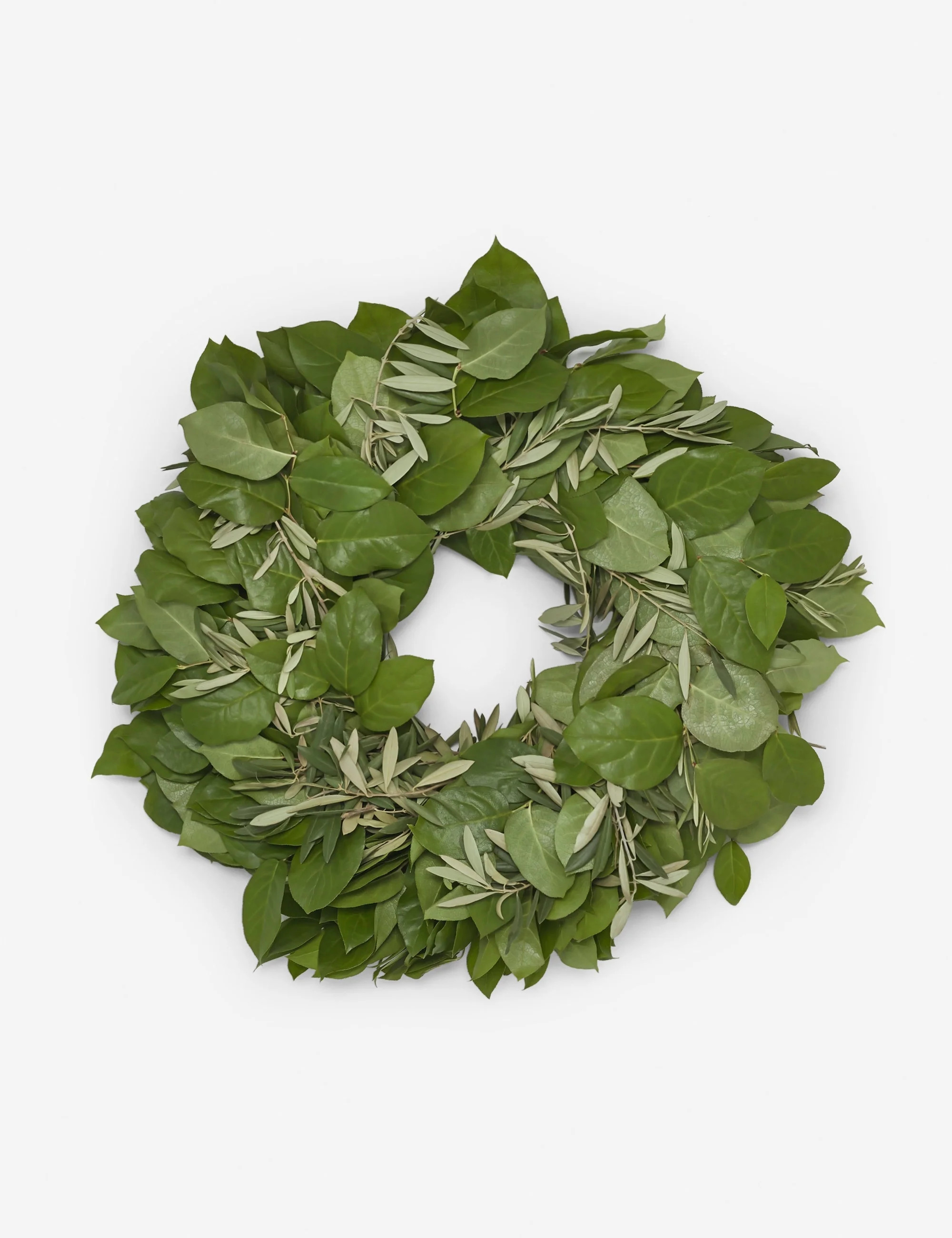 Fresh Handmade Olive and Lemon Leaf Wreath | Lulu and Georgia 