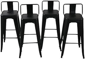 Belleze 30-inch Barstools Bar Stools Low Back (Set of 4) Black | Amazon (US)