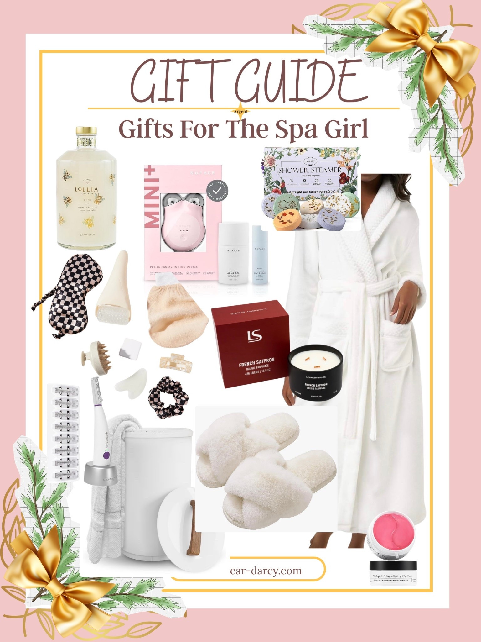 Gift guide

Gifts for the Spa Girl 

Plush robe 
Fuzzy slippers 
French saffron candle
Towel warmer 
Mini Nuskin facial tools 
Lollia wish  bubble bath 
Balt bombs 

A great set with eye mash, ice roller, silky hair tie, scalp scrub 

Eye gel patches 

Michael Todd derma plan tool 


#LTKStyleTip #LTKGiftGuide #LTKBeauty