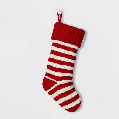 Stripe Knit Christmas Stocking Red &#38; White - Wondershop&#8482; | Target