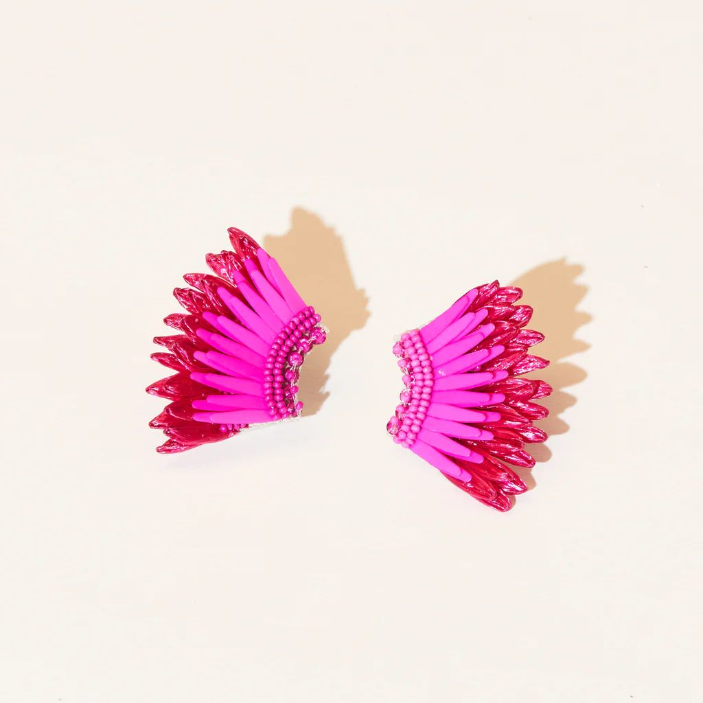 Mini Raffia Madeline Earrings Magenta | Mignonne Gavigan