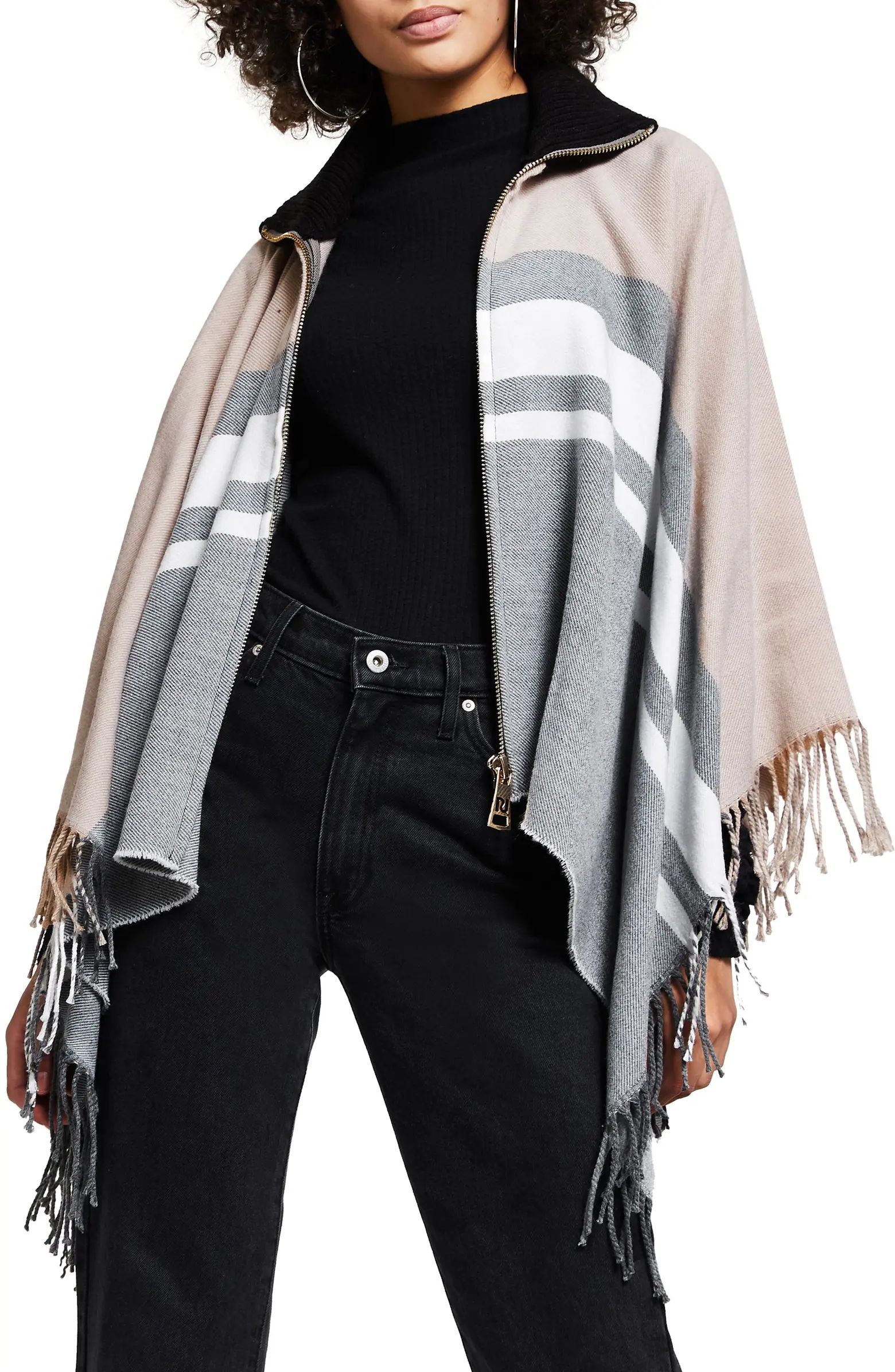 River Island Colorblock Zip Cape | Nordstrom | Nordstrom