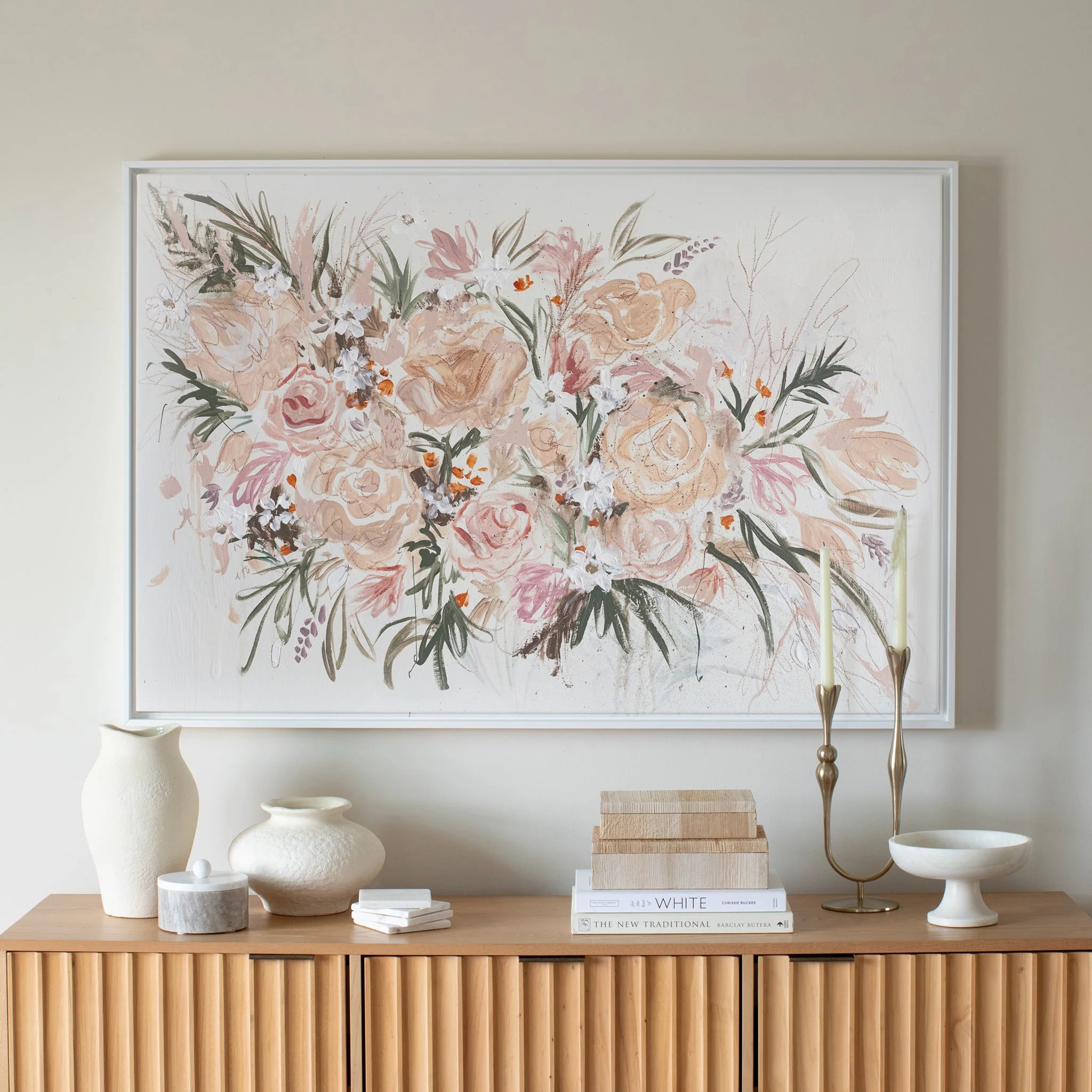 Peachy Dutch Floral Canvas Wall Art . Rectangle | Lindsay Letters, LLC