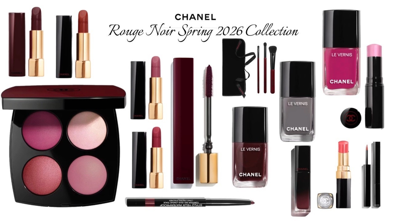 New!!! CHANEL Rouge Noir Spring 2026 Collection is available on the site.  Boutiques. Department Stores with beauty. One 4 pan palette. 4 Matte Lipsticks. One Liquid Lipstick. One Liquid Liner. One Eyeliner in  Plum Black. 3 Brush Set with pouch. 3 Nail Laquers. Mascara with a dark black plum. Rouge Coco Balm in Bisous. 2 Single Shadows. One BAUME Essential in Cute. 
It is based off of Feminine Pink meets Gothic Princess. Love it💕

#LTKBeauty #LTKSeasonal