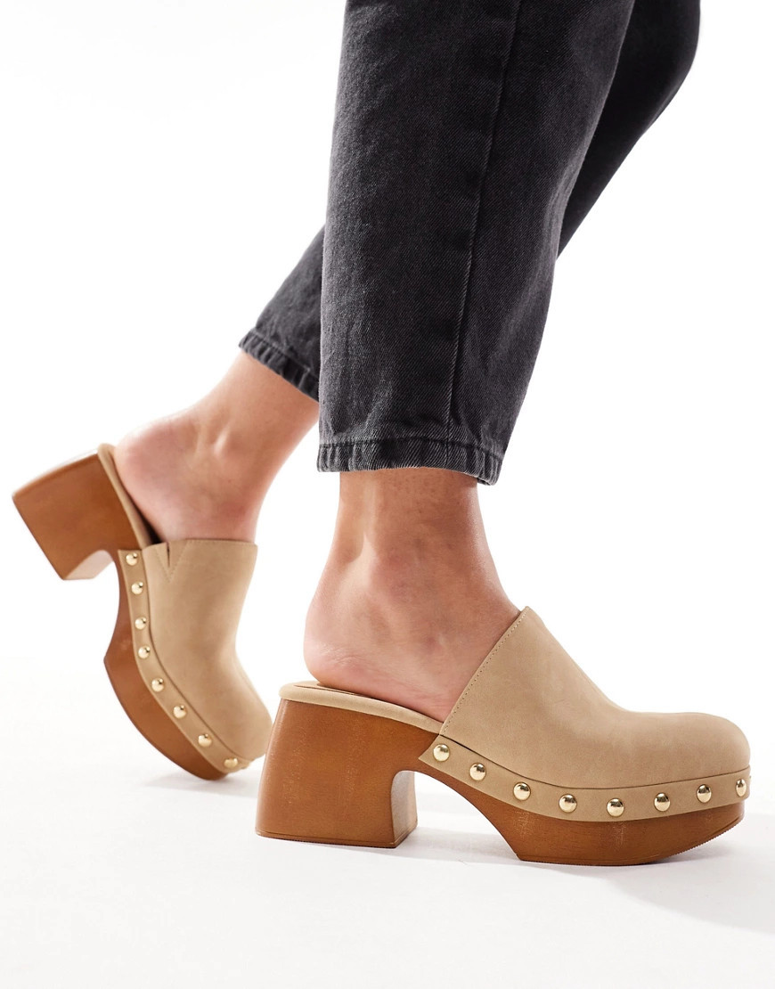 Bershka platform clogs in taupe-Brown | ASOS (Global)