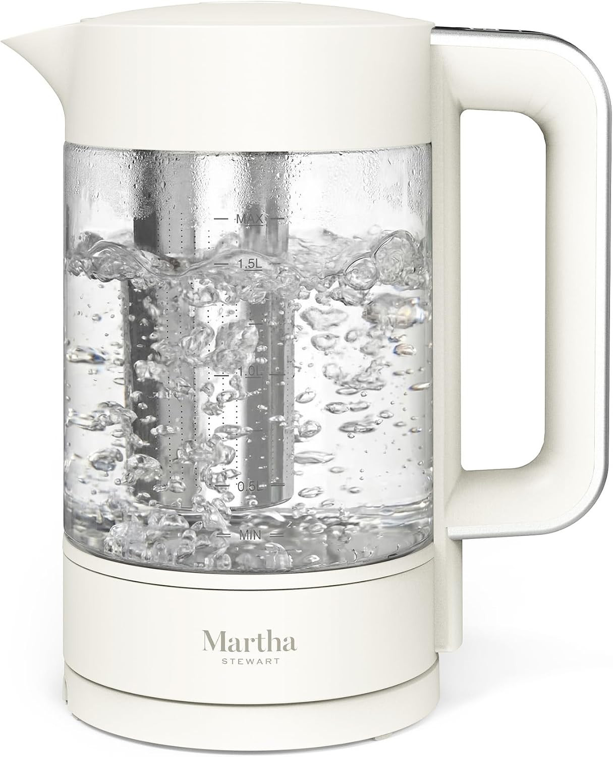Martha Stewart 1.7L Glass Carafe Electric Kettle with Removable Tea Infuser | Amazon (US)