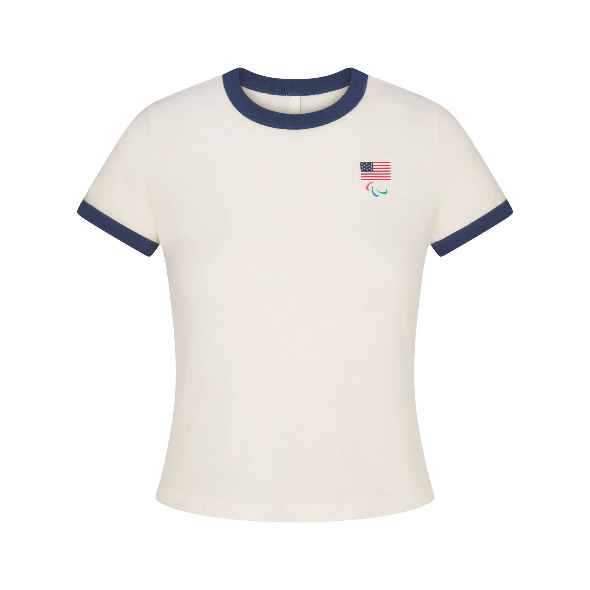 SKIMS FOR TEAM USA WORN IN JERSEY PARALYMPIC SHRUNKEN T-SHIRT | ECRU | SKIMS | SKIMS (US)