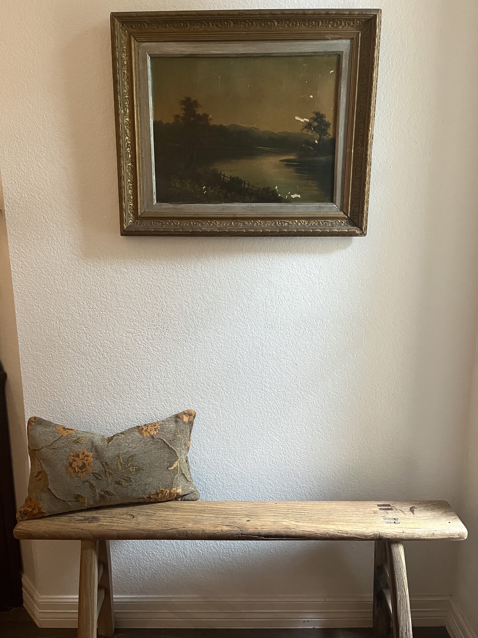 Entry way 
Moody art
Skinny bench
Tapestry pillow
Narrow wooden bench 

#LTKstyletip #LTKhome #LTKSeasonal