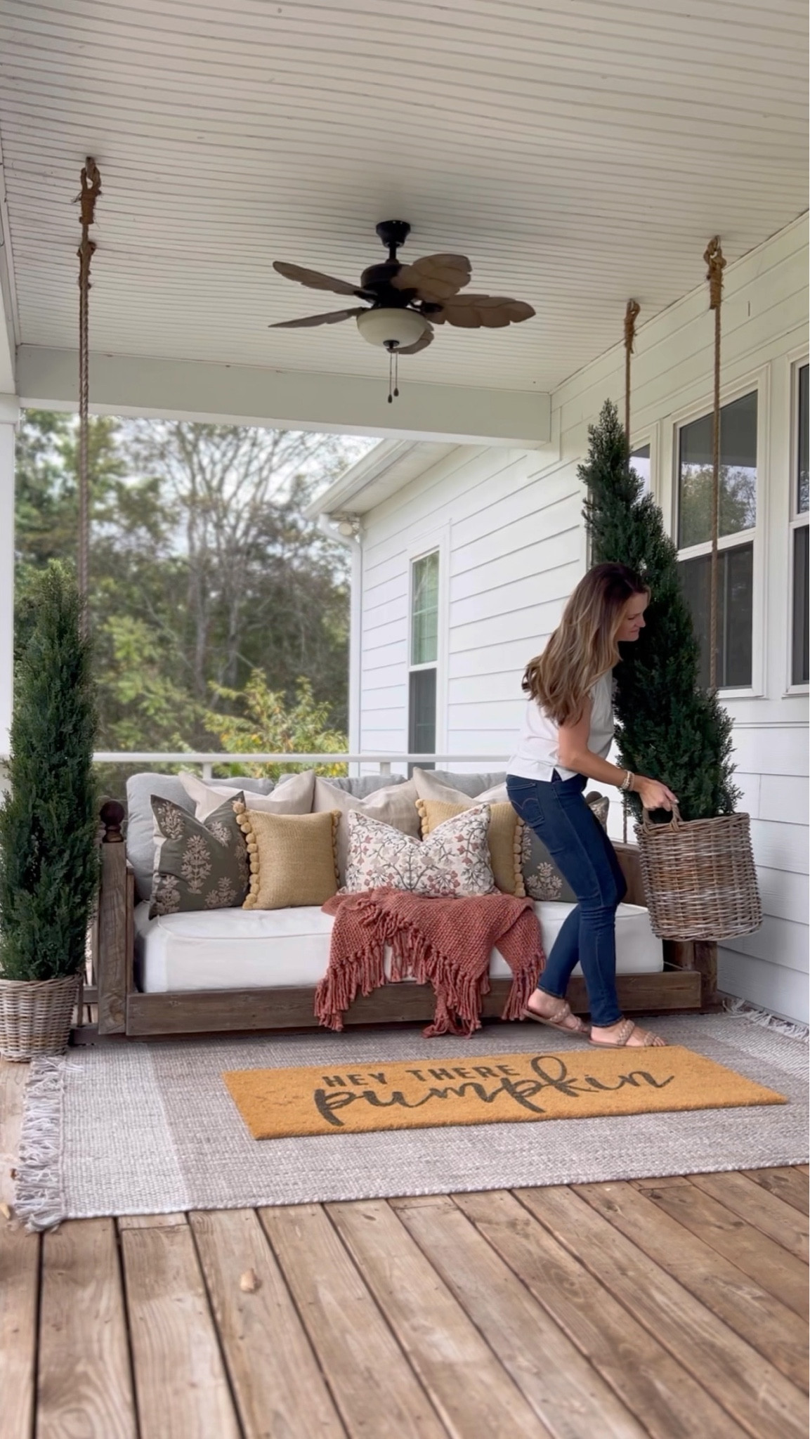 Happy September everyone! I loved using non-traditional fall colors here to decorate our front porch swing last year. My main goal was cozy fall vibes, and this was the perfect spot to enjoy a morning cup of coffee or take an afternoon nap…Not that I ever actually did either of those things!!🥴Maybe this year but I won’t hold my breath!

#LTKHome #LTKSeasonal #LTKStyleTip