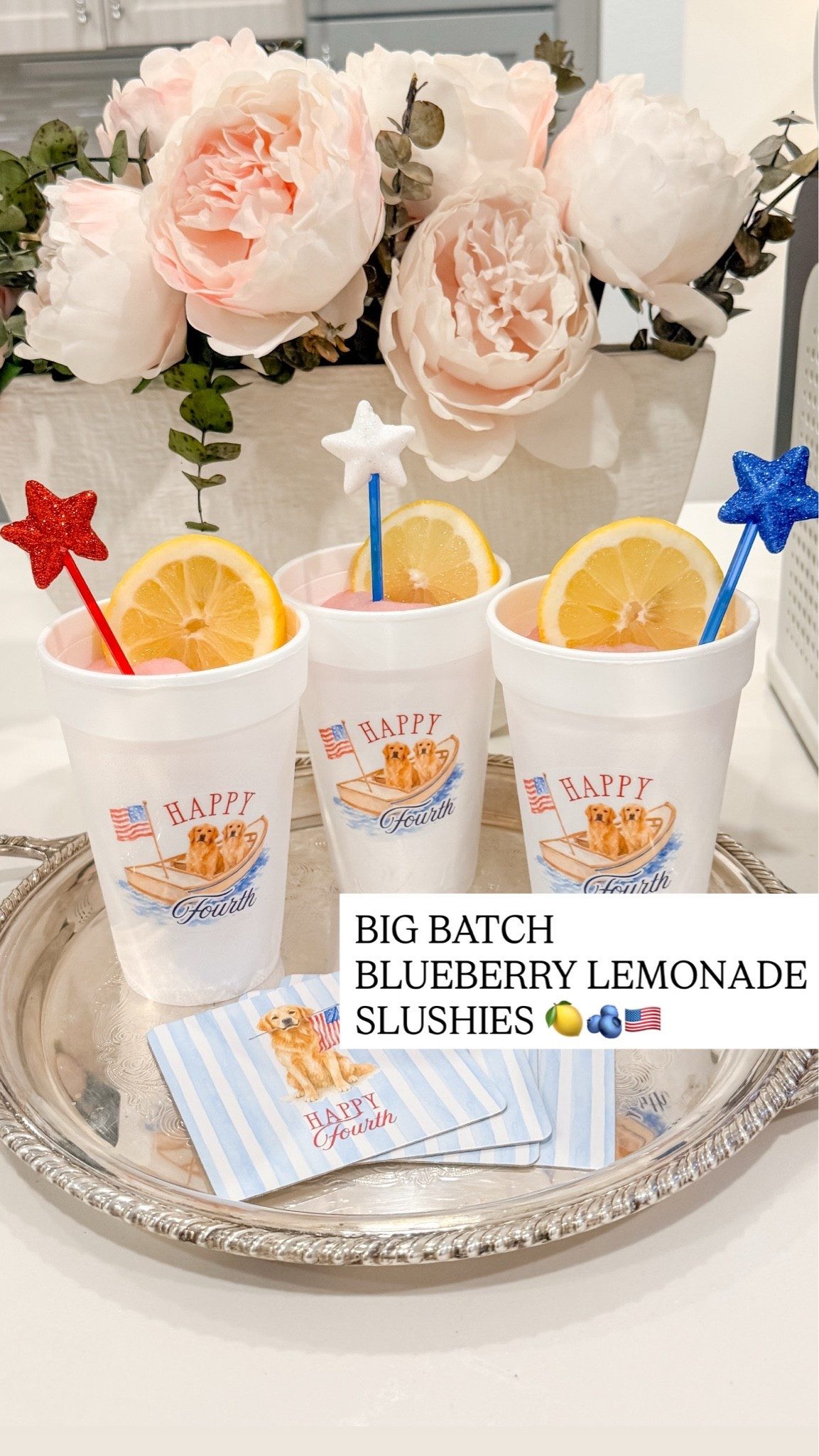 Blueberry Lemonade Big Batch Slushies:

• 10 oz Blueberry Lemon Cruzan Rum
• 10 oz Blueberry Lemonade
• 20 oz Sparkling Water
• 8 oz Plain Lemonade

#LTKSeasonal #LTKHome #LTKSaleAlert