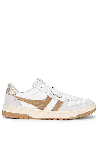 Hawk Sneaker in White, Light Caramel, & Gold | Revolve Clothing (Global)