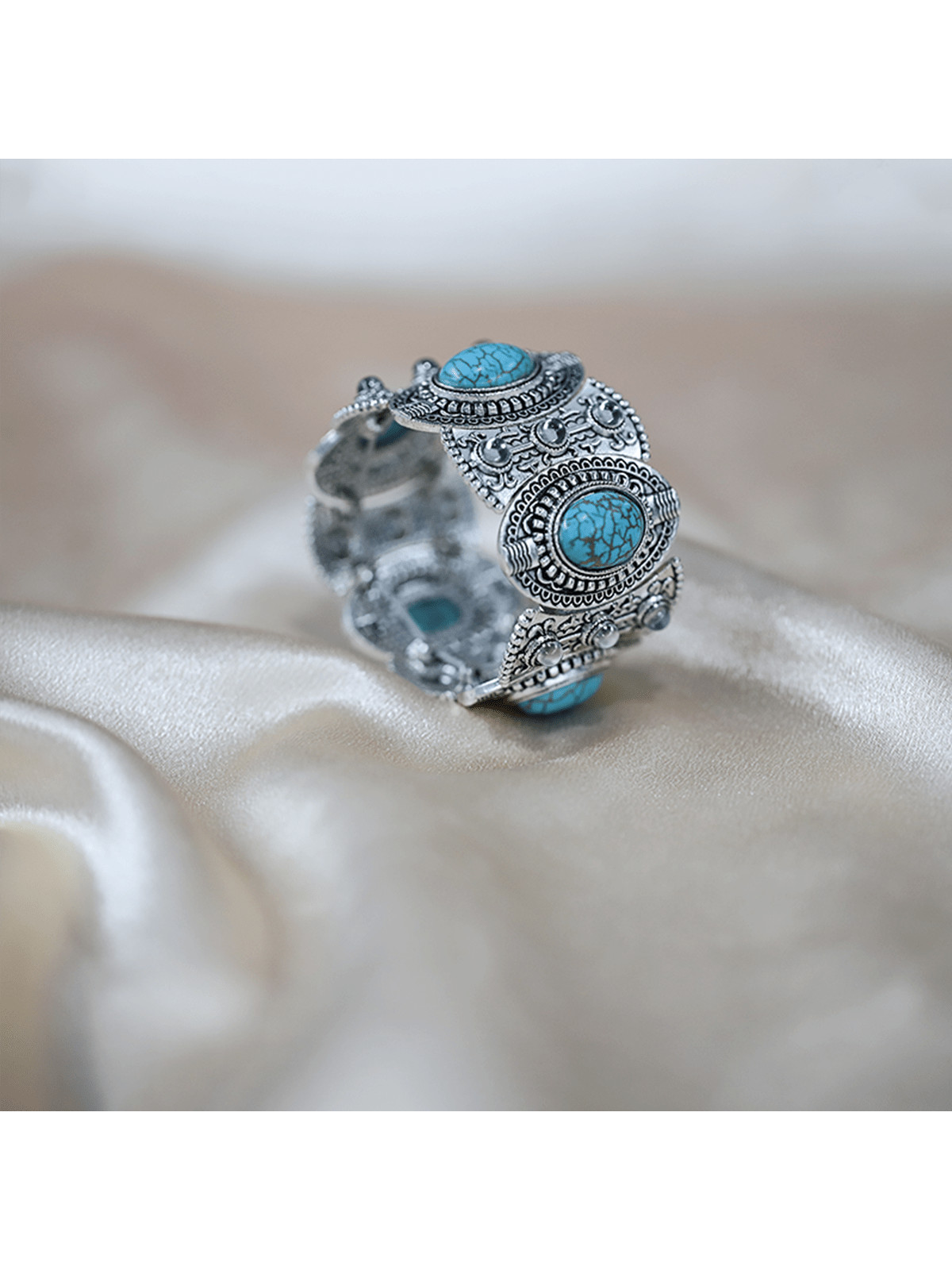 1 Peça Europeu E Americano Estilo Boho Decoração Turquesa Vintage Liga Pulseira | SHEIN