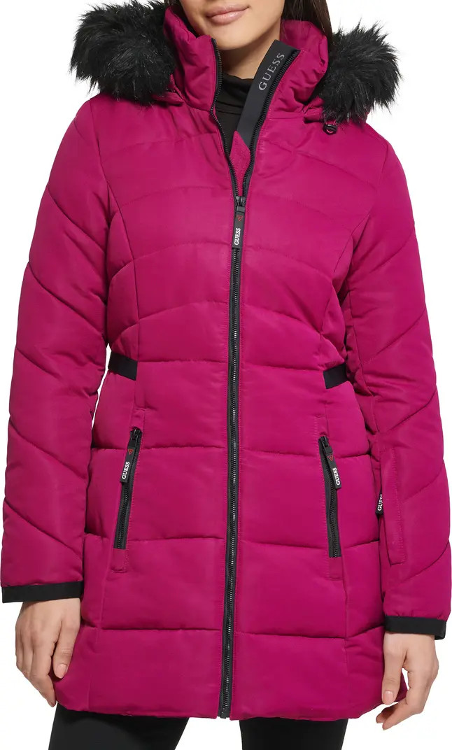 Faux Fur Trim Hooded Puffer Jacket | Nordstrom Rack