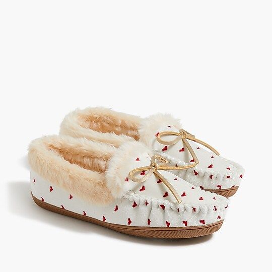 Embroidered heart moccasin slippers | J.Crew Factory