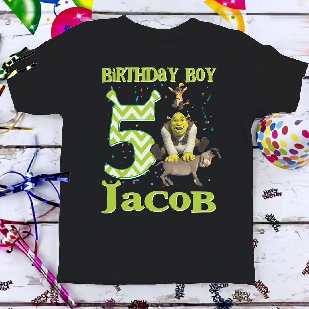 Shrek Birthday T-shirt, Green Ogre Cartoon Custom Personalized Boy Girl Birthday Shirt, Kids Todd... | Etsy (US)