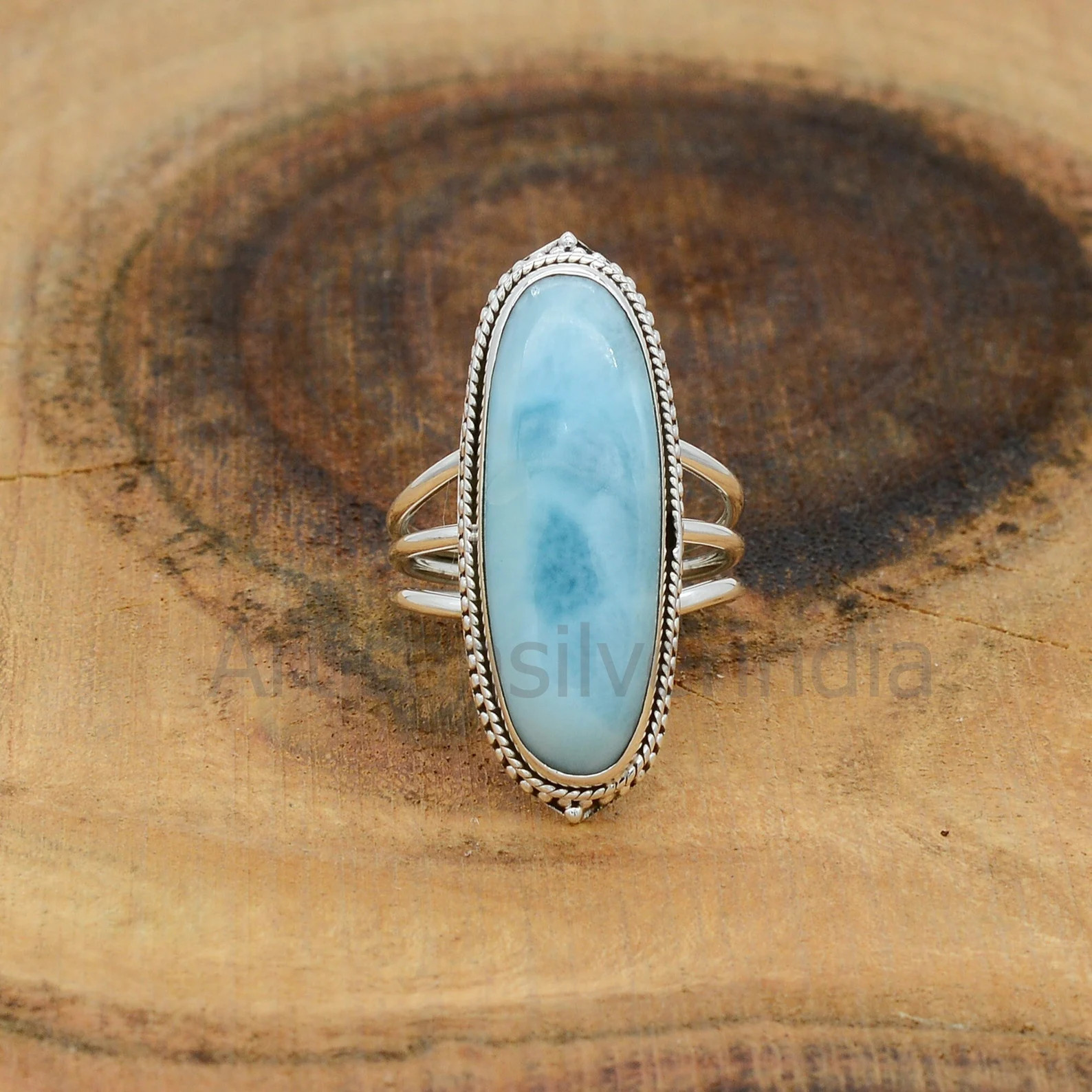 Larimar Ring, Gemstone Ring, 925 Silver Ring, Gift for Her, Oval Gemstone Ring, Blue Larimar Ring... | Etsy (US)