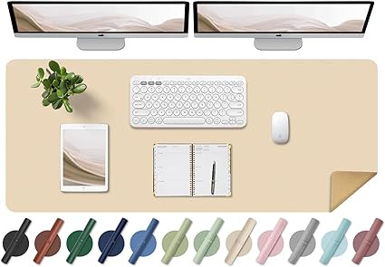 Bleswin Large Apricot Desk Pad Mat 47.2" x 17", Non-Slip PU Leather & Cork Desk Blotter for Keybo... | Amazon (CA)