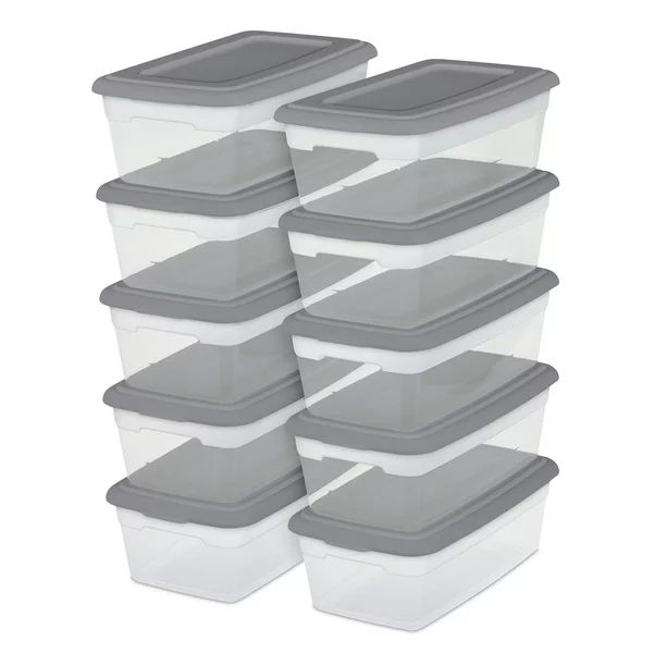Sterilite Plastic Set of (10) 6 Qt. Storage Boxes Titanium - Walmart.com | Walmart (US)