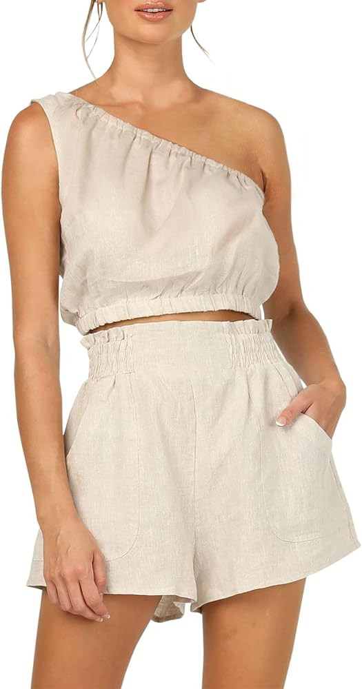 Eurivicy Women's 2 Piece Outfits Sleeveless Crop Tank Top and High Waist Pocketed Shorts Loose Su... | Amazon (US)