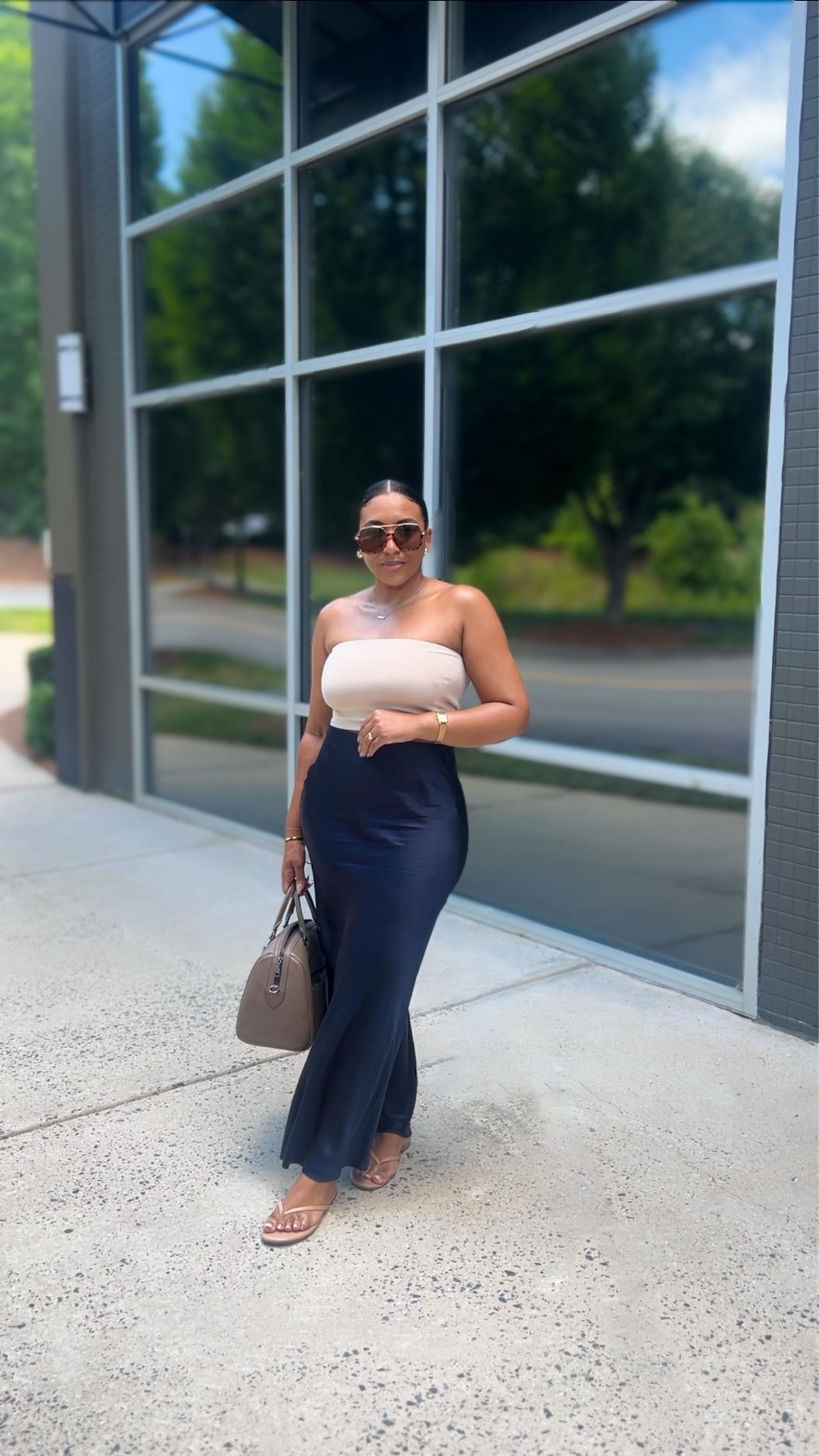 Classy Summer Outfit with silk maxi skirt and tube top.

#LTKOver40 #LTKootd