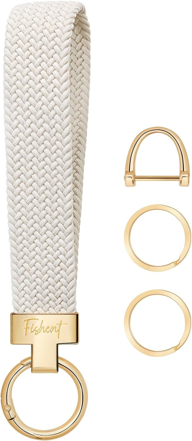 Fishent Stretchy Wristlet Keychain, Cute Key Chain, Woven Wrist Lanyard for Car Keys with 3 Keyri... | Amazon (US)