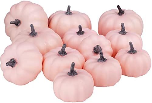 Amazon.com: 12 PCS Assorted Sizes Rustic Harvest White Artificial Pumpkins for Halloween, Fall Th... | Amazon (US)